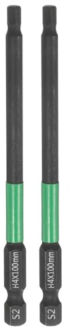 sourcing map Lot de 2 embouts de tournevis à tête hexagonale plate H4 4 mm Pointe métrique 6,35 mm Tige hexagonale 100 mm de long Clé à vis hexagonale magnétique Noir Phosphate S2 Douille de tournevis