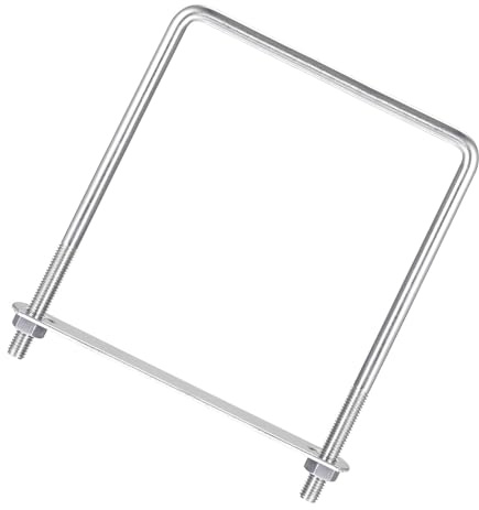 Unifizz Perno cuadrado en U, juego de 3 pernos en U de acero inoxidable 304 M8 de 120 mm de ancho interior de 160 mm de longitud con tuercas y placa de marco para automóviles, barcos, remolques