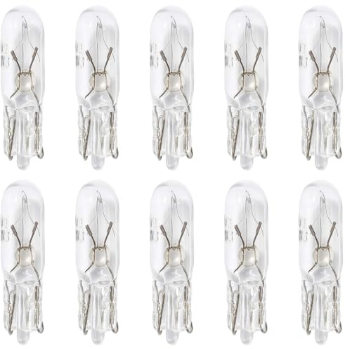 Vidsmow 10 PCS 12V T5 W1.2W LED Incandescent, Lumière Blanche pour Tableau de Bord Voiture, Indicateur Compteur Intérieur Auto, Éclairage Incandescent Remplacement pour Voiture Moto Camion