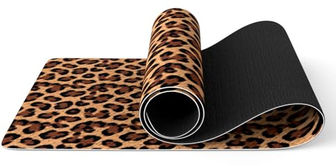 Haquno Extra Thick Yoga Mat 6mm - Non-Slip Exercise Mat for HIIT, Pilates & Home Workouts & Workout with Free Carry Strap（leopard print）