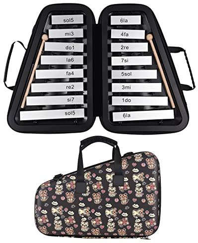 16 Tasten Glockenspiel Xylophon mit 16 Noten Hochwertige Aluminiumplatte für Musikalische Früherziehung und Talententwicklung bei Kindern in Blau Schwarz oder Rosa erhältlich