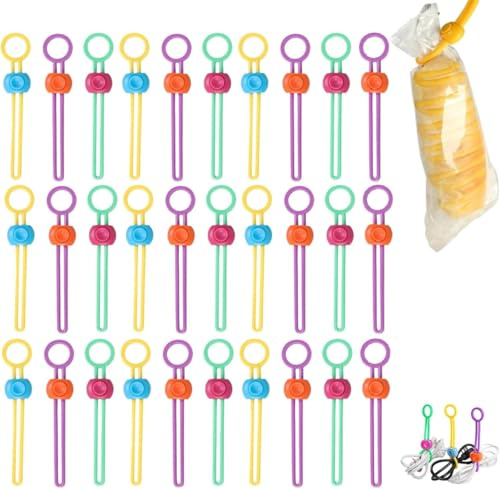 Explainout Sellador multiusos, juego de bridas y bridas reutilizables, máquina selladora desmontable multiusos, organizador de cables elásticos para sellar bolsas de alimentos y organizar cables (30