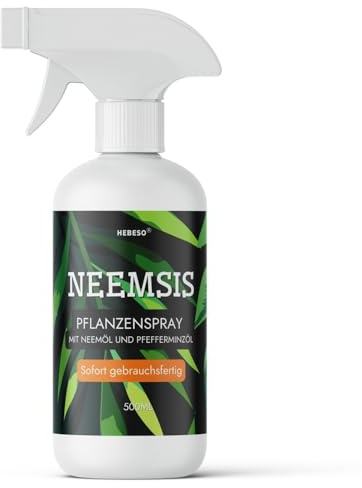 HEBESO® NEEMSIS Neemöl-Spray für Pflanzen mit Pfefferminzöl, Natürliches Pflanzenspray für Zimmer- und Außenpflanzen, 500ml, Einfach und direkt anwendungsfertig
