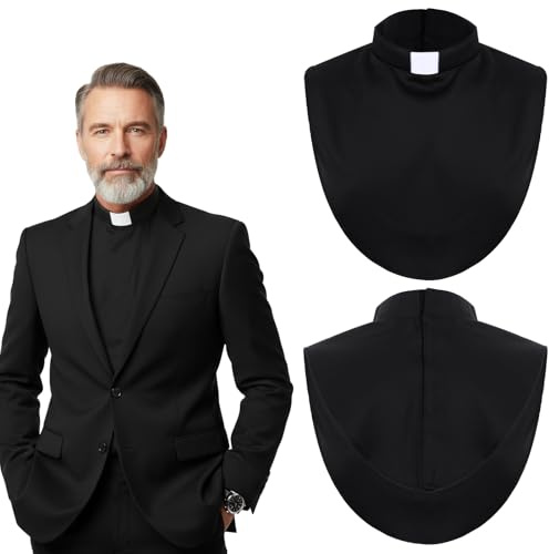 Yuanan 1 Pcs Priest Collar, Unisex Clergy Black Clergy Collars with Insert White Tab, Priest Costume Tab Collar for Clergy-Shirt