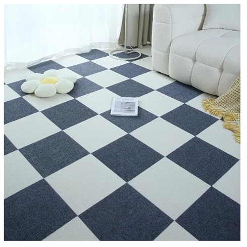 PUYUNA Losetas de Alfombra Autoadhesivas, 1-32 Unidades, for Suelo Oficina, insonorizadas, cuadradas, for empalmar (Blancas, 30 x cm, 24 Unidades)(White and Dark Gray,30x30cm 12pcs)