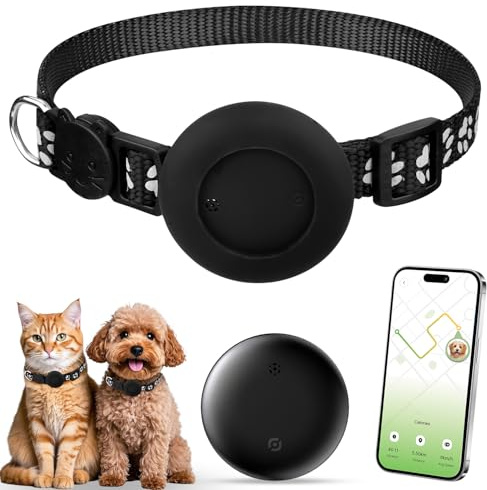 Quixion Cat Tracker, Cat Tracker Collar, Pet Tracke-r for Cats Dogs, No Monthly Fees, Compatible with Apple Find My (Only iOS), Anti-Lost Cats Tracke-r Tracking Device for Kitten Puppy