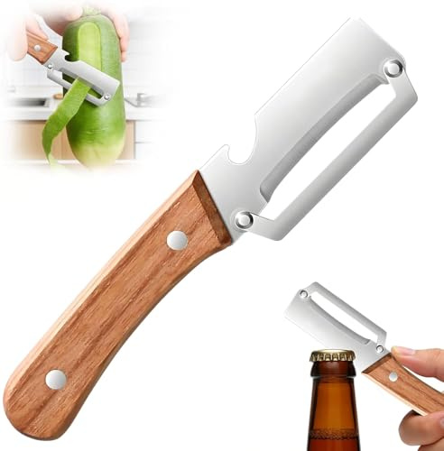 Edelstahl Gemüseschäler, Sparschäler-Universalschäler Edelstahl für Obst & Gemüse, Multifunktionaler Gemüseschäler For Die Küche, 2-in-1 Edelstah l-Schäler mit Flaschenöffner (1 Pack)
