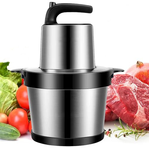 6L Zerkleinerer Küche Elektrisch,1000W Fleischwolf Elektrisch,2 Geschwindigkeitsstufen,4-Edelstahlklingen,Multizerkleinerer Blitzhacker für Fleisch,Babynahrung,Obst,Gemüse,Fleisch,Zwiebeln (Schwarz)