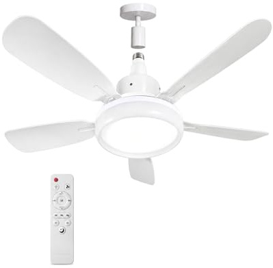 WRMING Ventilador de Techo con Luz y Mando a Distancia, 62 cm Lámpara Ventilador E27 Silenciosa 25 dB, 3 Velocidades, 3000K-6000K, Regulable, Temporizador 2/4 H, para dormitorio, Salón,Cocina