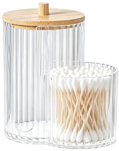Generico Porta Cotton Fioc - Barattoli Trasparenti Antipolvere Per Vanity | Contenitore Bastoncini Cotonati - per Trucco Casa Armadietto Bagno Camera da