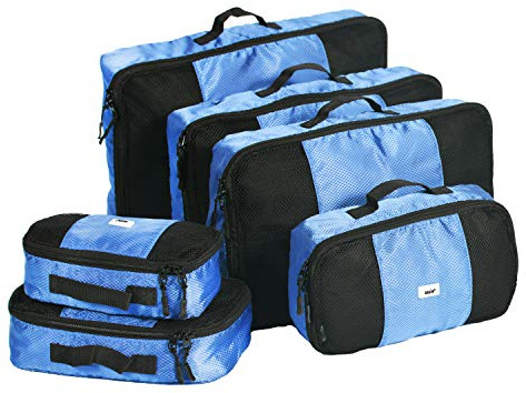 ANSIO Packing Cubes for Suitcase, 6-Piece Travel Luggage Organiser Set,Blue | bag Organiser Value Set for Travel and Home Storage, Small, Medium, Large, XL