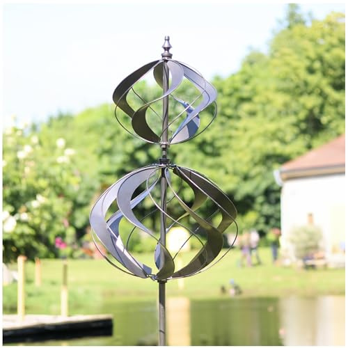 LimeHill Windspiel für Hof und Garten – Große Metall-Windspiele für Außendekorationen (Silberne Kugel)