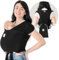 KeaBabies Tragetuch Baby Neugeboren - D-Lite Elastisches Baby Tragetuch Neugeborene, Einfach Anzuziehen Babytrage Neugeborene Ab Geburt, Ring-Trage Babytragetuch Ohne Binden (Trendy Black)
