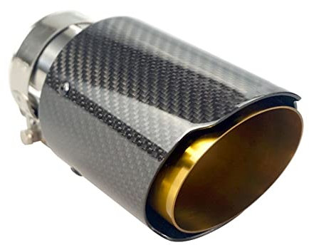 Auspuffblenden Universal Car Straight Edge Glossy Carbon Fiber Gold Pipe Auspuff Endrohr Endrohr Für Akrapovic Auspuffrohr (Farbe : 57MM IN 89MM Out)