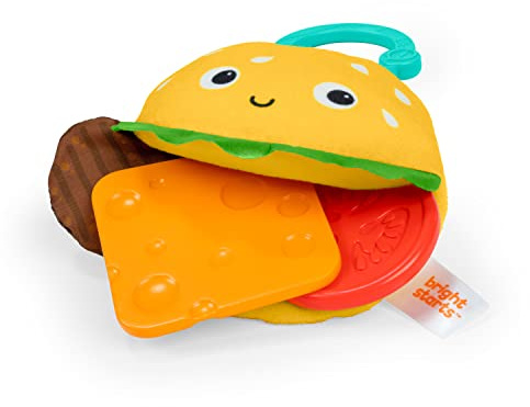 Bright Starts, Mordedor y juguete de actividades para llevar el carrito Say Cheeseburger, sin BPA, unisex, a partir de 3 meses