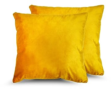 Juego de 2 Cojines 43x43cm 100% Poliéster para Sofa con Relleno Incluido Extra Suave al Tacto, Cojines Estampado Decorativo Hogar - Amarillo