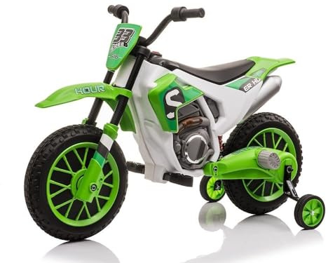 Elektrisk motorcykel för barn, Moto Cross 2 x 12 V, grön, gas i greppet
