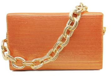 CORIOS Borsetta da Sera da Donna Pochette Piccolo con Catena Clutch in Paillettes Borsa Sposa Elegante Borsa a Spalla Lussuoso Borsa a Tracolla Cerimonia Ballo Festa Cocktail Borse Messenger Arancione