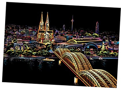 HONMEET Kratzzeichnung Für Erwachsene Handgemacht Attraktives Muster Lebensechte Details Mit Kratzstift Diy-basteln Entspannungswerkzeug Kölner Dom Motiv