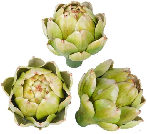 Notakia 3 alcachofas artificiales para decoración de alcachofas artificiales grandes, verdes, frutas, verduras, alcachofas artificiales, decoración realista de alcachofas falsas, decoración de fiesta