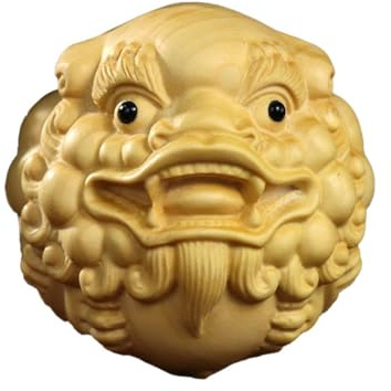 NEMAYING Adornos De Cabeza De León, Pequeñas Decoraciones De Escultura De Madera, Decoraciones De Estatuas Vintage De Boj, Sala De Estar, Dormitorio, Oficina, Adornos De Escultura De Feng Shui, 5CM