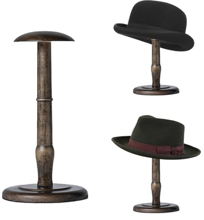 TINGSING Vintage hatt stativ rustik brons presentation stativ bordshattar organisatör kepsar hållare för cowboy hattar och garderobshjälmar, dekoration av