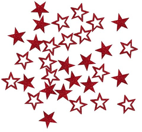 Oblique Unique Holz Sterne Rot mit Glitzer als Konfetti Tisch Streu Geschenk Deko für Weihnachten DIY Dekoration Basteln (Rot)