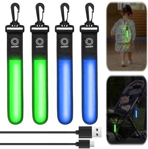 GAOUTO LED Blinklicht Schulranzen, 3 Modi USB Aufladbar Reflektierende Anhänger, Sicherheitslicht Blinklicht Schulranzen Kinder, wasserdichte Reflektor Anhänger für Schulranzen Rucksack