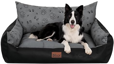 Bjird Hundebett Grosse Hunde Wasserdicht - Hundedecke Sofa, Hundebett Mittelgroße Hunde - Joker Waschbares Hundesofa mit Herausnehmbarem Kissen - Oeko-Tex Hundekissen Dog Bed 106x80 cm Graphit 3D XXL