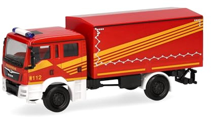 Herpa LKW Modell Man TGM MzKW Feuerwehr, Miniatur im Maßstab 1:87, Sammlerstück, Made in Germany, Kunststoff, Rot