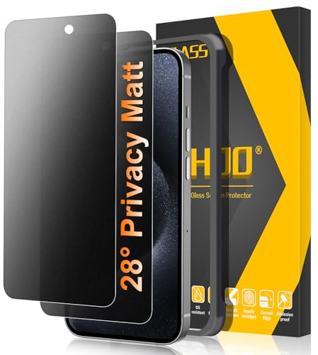 JEHOO 2 Stück für iPhone 15 Pro Matt Panzerglas Sichtschutz, 28° Anti Spähen, Blendschutz Matte Schutzfolie, Anti-Fingerabdruck, Stoß-Kratzfest, 9H Gehärtetem Glas Privacy Displayschutzfolie, 6,1 Zoll