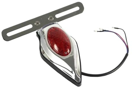 -Rücklicht in Tropfenform für Motorräder, passend für Harley-Davidson, Yamaha, Cruiser, Cafe Racer, Bobber und Custom-Modelle, mit Kennzeichenbeleuchtung, Bremslicht und Bremsblinkern