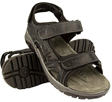 Zerimar sandaler utomhusskor Vandringsandaler | Lädersandaler Vandring | Sport utomhus sandaler | Sandaler Vandring Sommar | Färg: Svart Storlek 42