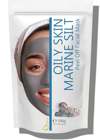 Alginate Peel-Off Feuchtigkeitspuder Maske, Mitesserentferner Gesichtsmaske Vegan, kein Abwaschen, Peeling und Porenreinigung 200 g + freie Dosis (Marine-Schlickmaske für fettige Haut)