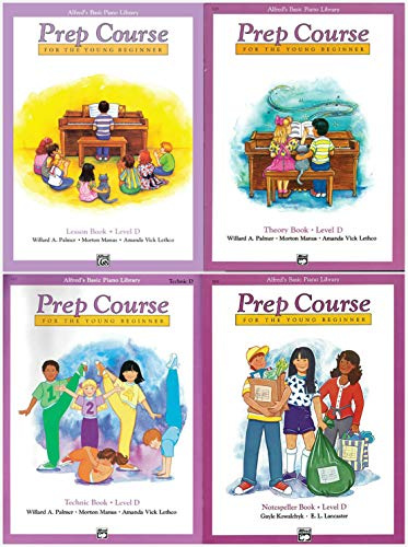 Alfred's Basic Piano Prep Course Level D Set (4 Books) - Lesson Book D, Theory Book D, Technic Book D, Notespeller Book D