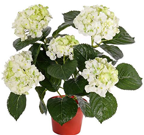 artplants.de Hortensia Artificial TEMARI, Crema-Verde, 35cm, Ø10-12cm - Flor de plástico - Hydrangea Artificial
