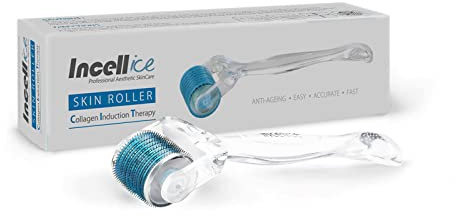Rullo Derma - INCELLICE Derma Roller Viso, Derma Roller 0,5 mm, Microneedling Hair Roller 540 Titanio Aghi Professionale, Rullo Microaghi per Uso Domestico per la Cura del Viso e Della Barba