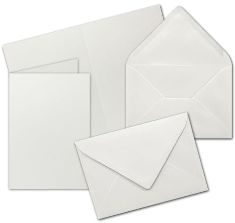 50x DIN B6 Faltkarten Set mit Umschlägen - Hellgrau (Grau) - 115 x 170 mm - ideal für Einladungskarten, Hochzeit, Taufe, Kommunion, Konfirmation - Marke: FarbenFroh