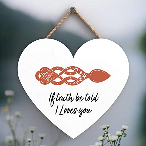 Global Designs If Truth Be Told I Loves You Welsh Love Spoon Wooden Heart Hanging Plaque