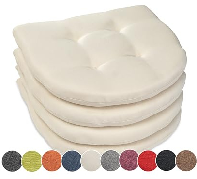 sunnypillow Set da 4 Cuscini Sedie Cucina - 40 x 40 x 5cm - Seduta Per uso Interno ed Esterno - Cuscini Sedia da Giardino Cuscini Coprisedie Cuscino - Cremoso