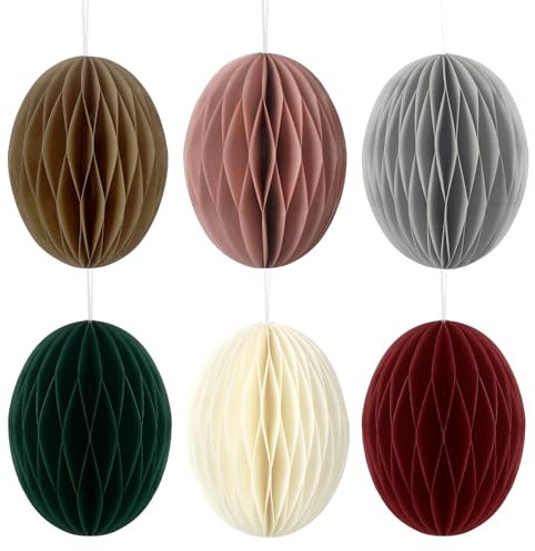 Tenare 24 Stück Ostereier Hängende Ornamente Waben Ostereier für Frühling 3D Wabenbälle Deko Papier Ostereier zum Aufhängen Osterdeko für Girlande Ostern Hase Mottoparty Deko (Sortierte Farben)