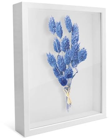 Marco de fotos 3D de 17 x 22 cm, marco de objetos de madera profundo con marco de objetos de cristal real transparente para rellenar, cuadrado para fotos, flores, ramo de boda, recuerdos, decoración