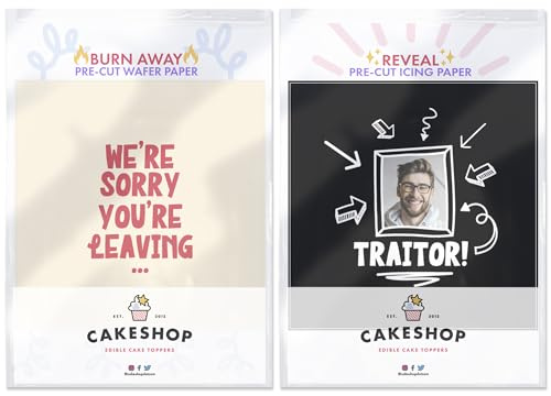 Cakeshop Funny You're Leaving Traitor Theme Edible Burn Away Edible Cake Topper Pack | 1 x Icing sheet & 1 x Wafer Sheet | Personalise With Your Custom Image & Text | Multiple Shapes & Sizes