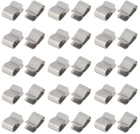 30 stycken fjäderklämma, U-klämma i rostfritt stål ton 21,4 x 12 mm för paneler 3 till 7,5 mm, säkert fäste, rostbeständigt, metallklämmor för bilfäste