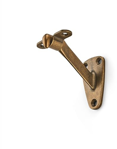 ktumeware 3 Inch 3 Pack Antique Brass Handrail Stair Brackets Suitable for Indoor and Outdoor Staircase/Balcony/Corridor Staircase Support handrail Brackets