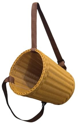 KiBcsLic PP Rustikaler Korb Rucksack Handgemachter Picknickkorb mit Schultergurten Vielseitig
