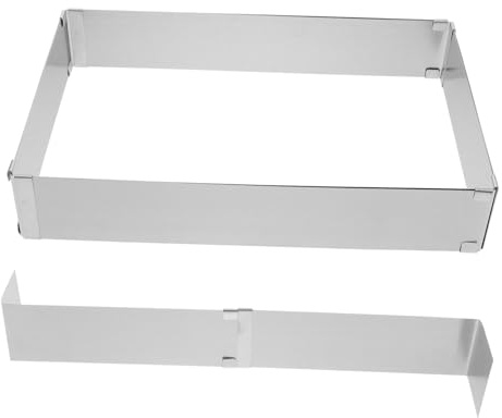UKCOCO Anillo Rectangular Ajustable Inoxidable para Mousse Molde de Repostería Resistente y Versátil para Tartas y Postres Profesionales