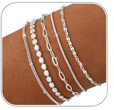 ZOERAY Pulsera Mujer Plata Oro Set Impermeable Pulseras Dorado 18k para Parejas Amistad Apilables Brazalete de Plata Oro Ajustable Cadena Cuban Eslabones Joyas Regalos para Mujeres Niña Amigas