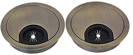 Pasacables 2pcs 60mm Bronce Zinc aleación de la Escritorio computadora Mesa Tabla del Puerto ordenado Paquete Cubierta Alambre Superficie 2