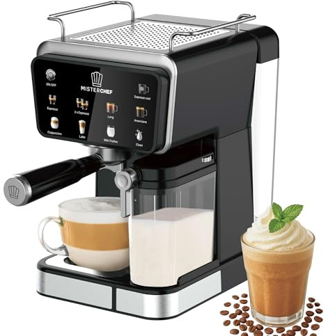 MisterChef® Café Luxe Multi-Capsule Espresso & Coffee Machine – 20-Bar Pump – Compatible with Nespresso® & ESE Pods – Built-In Milk Frother for Cappuccino & Latte – UK Plug
